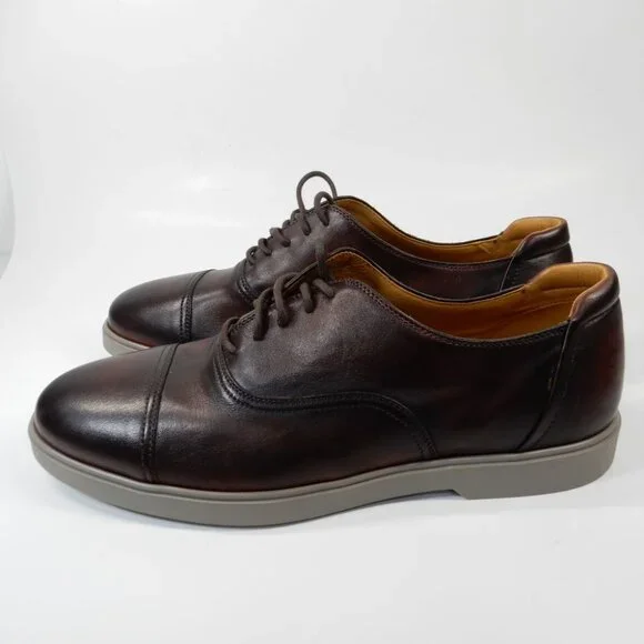 MAGNANNI Cap Toe Oxford Sneaker Dress Shoes Brown Leather Size 41 US 8 #24124